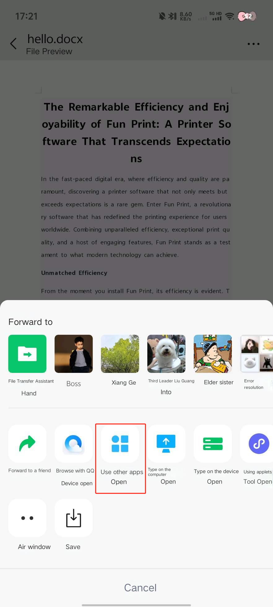 Font size adjustment controls in the document interface