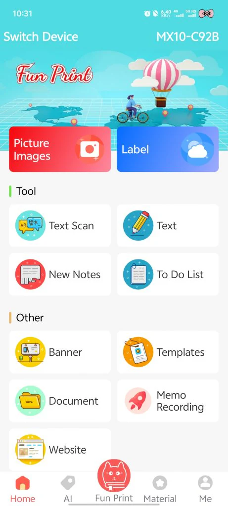 Opening the photo tool used for sticker printing