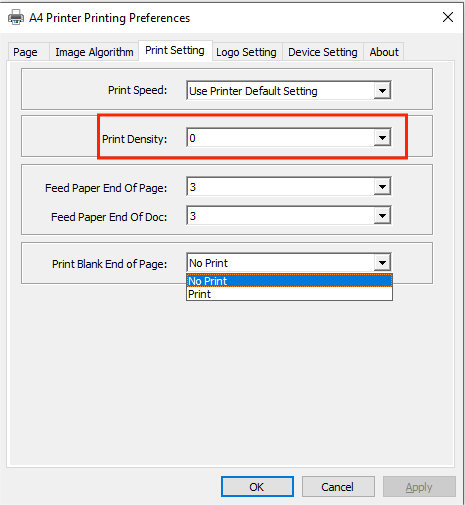 Image algorithm and dithering options