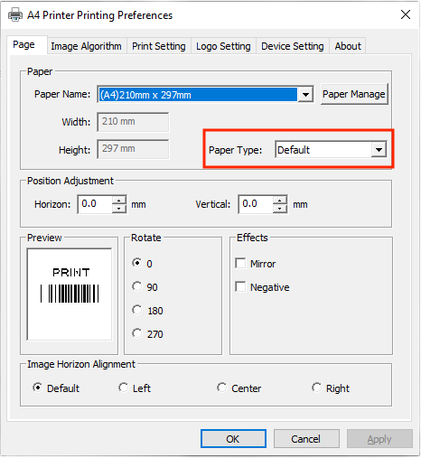 Print density adjustment interface