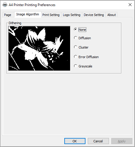 Print dialog with printer selection